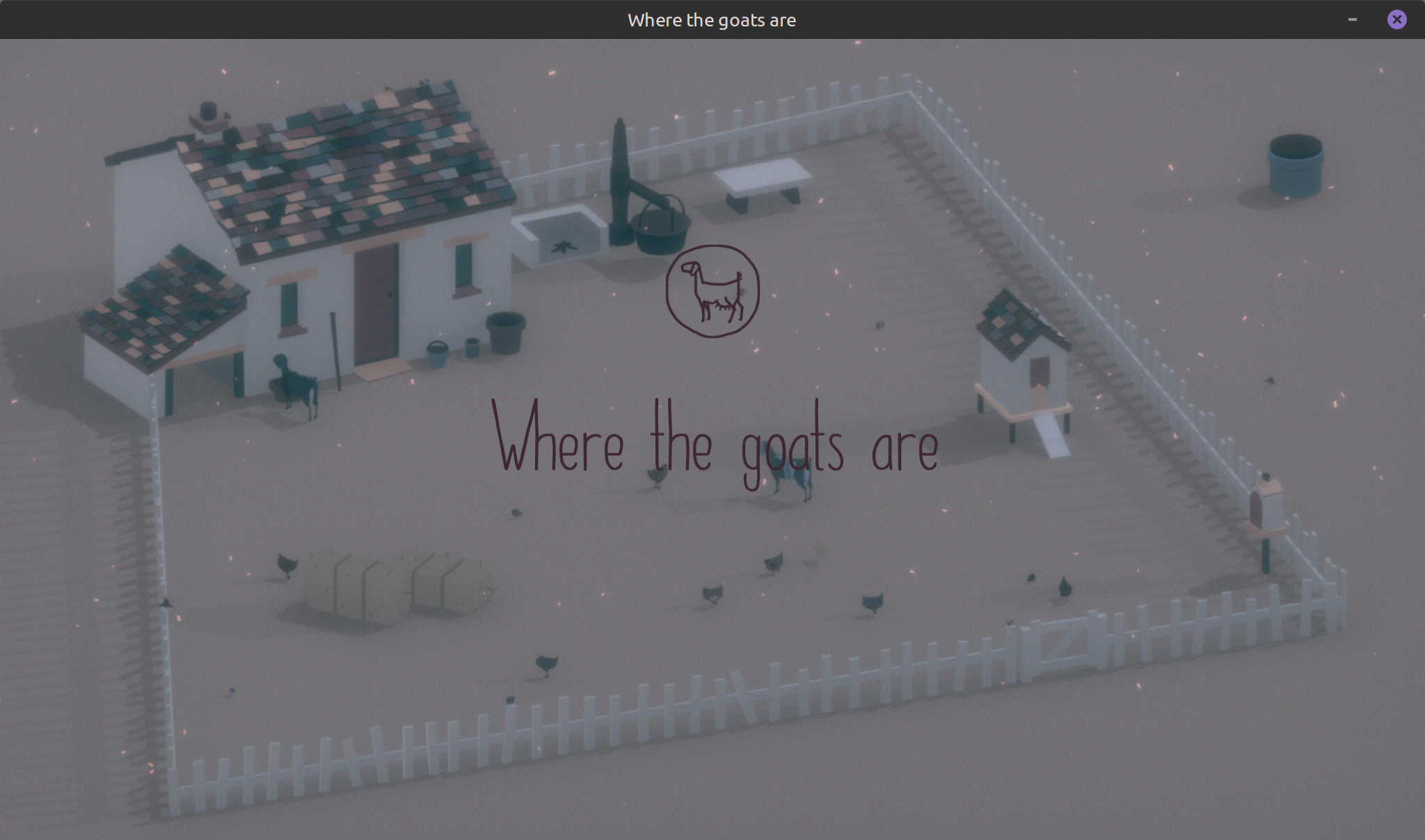 A virtual farm with 'Where the Goats Are' displayed over it.