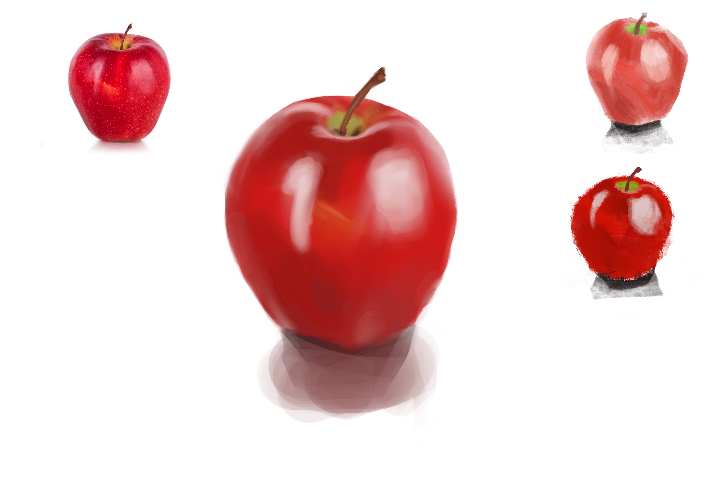 a few apples drawn in Procreate