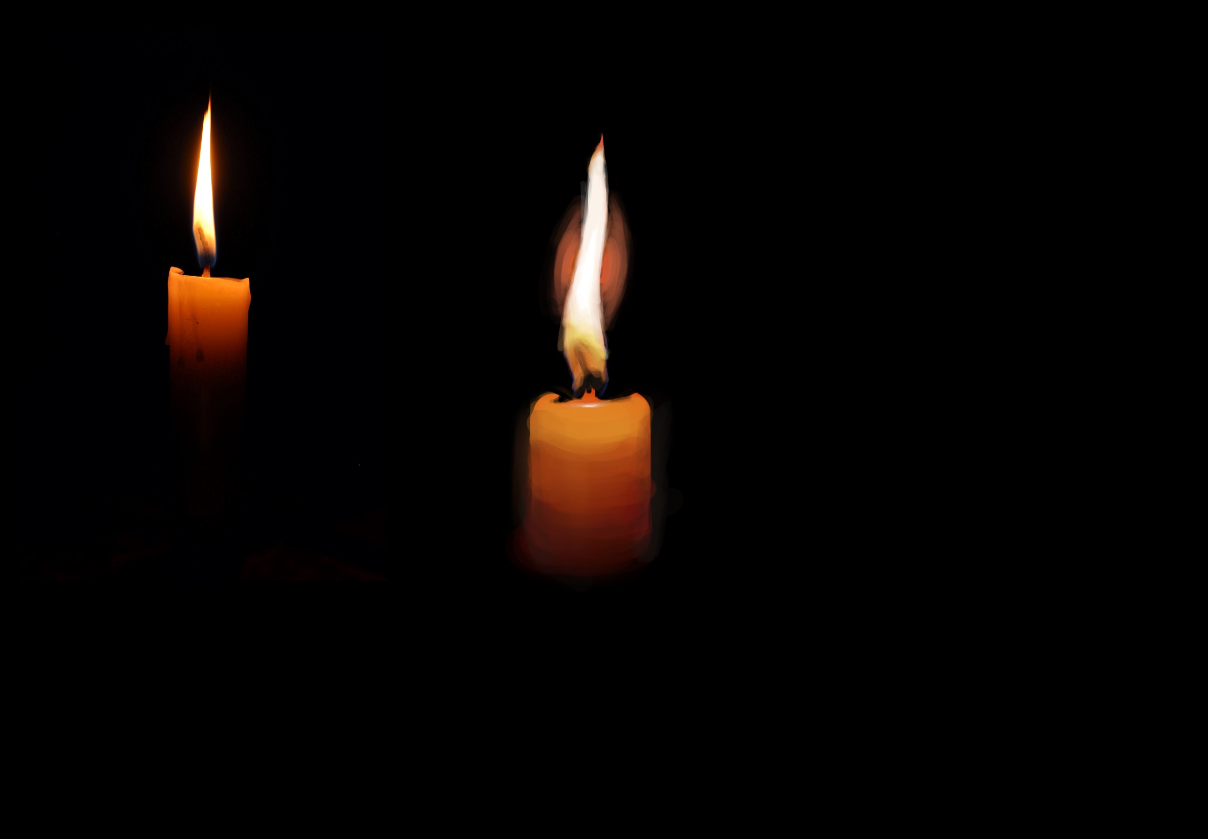 candle illustration in a dark room